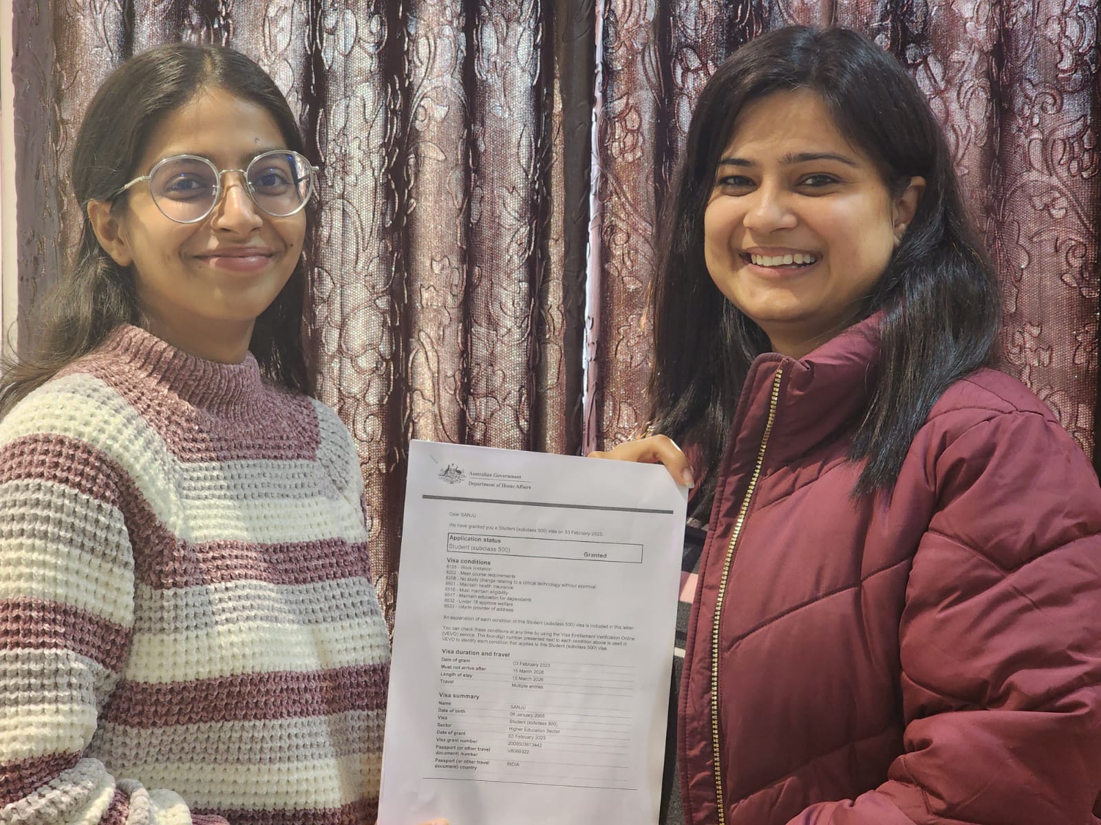 Visa or offer letter awarded to successful immigration consultancy client